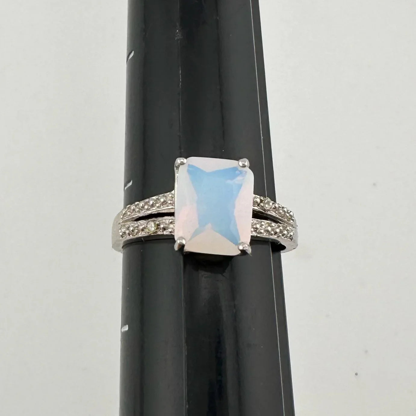 Beautiful Natural Opal Ring with Small Diamond Accent - Size 7.25 - A+ Stuff