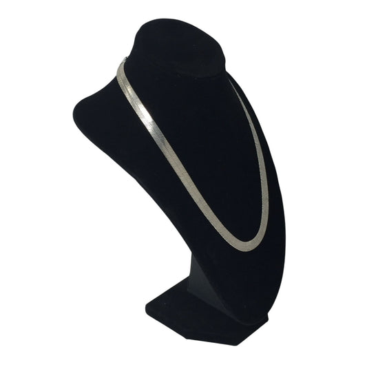 Men's Silver Tone Flat Herringbone Collar Necklace