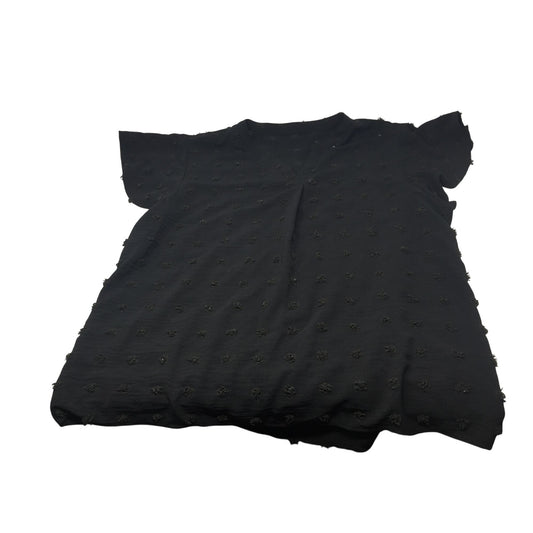 Womens Cute Ruffle Short Sleeve Blouse Shirt with Polka Dots/Pom Pom Design