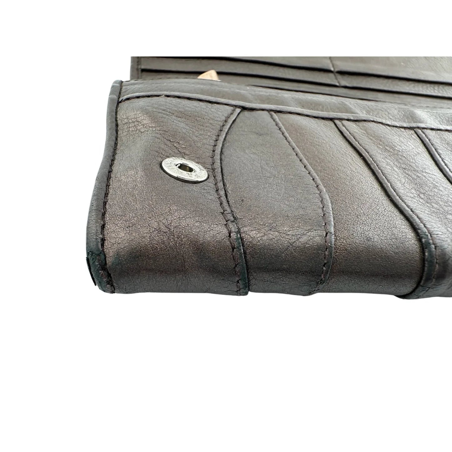Prada Metallic Brown Wave Leather Flap Continental Wallet - PRADA - Long Wallet - A+ Stuff