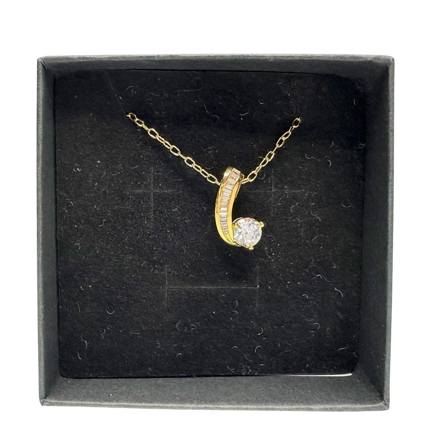Pretty 18kt Gold Plated White Topaz and Zirconia Swirl Necklace - PAJ - Pendant with Necklace - A+ Stuff