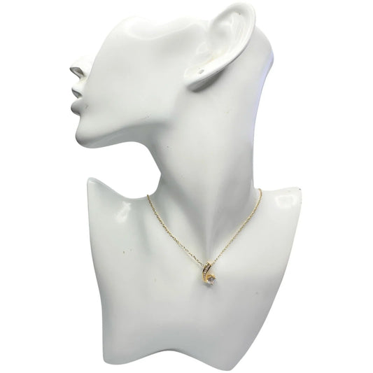 Pretty 18kt Gold Plated White Topaz and Zirconia Swirl Necklace - PAJ - Pendant with Necklace - A+ Stuff