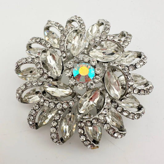Beautiful Rhinestone Floral Swirl Brooch - A+ Stuff