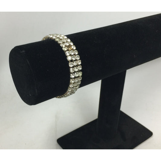 Women's Classy Elegant Silver Toned Rhinestone Bracelet