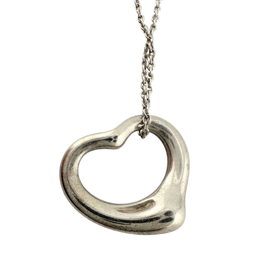 Tiffany & Co Elsa Peretti Open Heart Necklace in Sterling Silver 17"