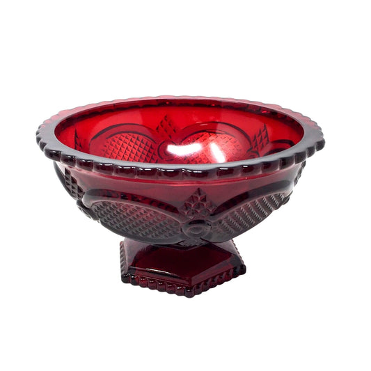 Vintage Avon 1876 Cape Cod Ruby Red Glass Pedestal Candy Dish Bowl (6") A+ Stuff A+ Stuff Drinking, Dining & More