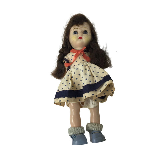 Vintage Blue Eyed, Brunette Doll Wearing Braids with Clothing/Accessories - A+ Stuff