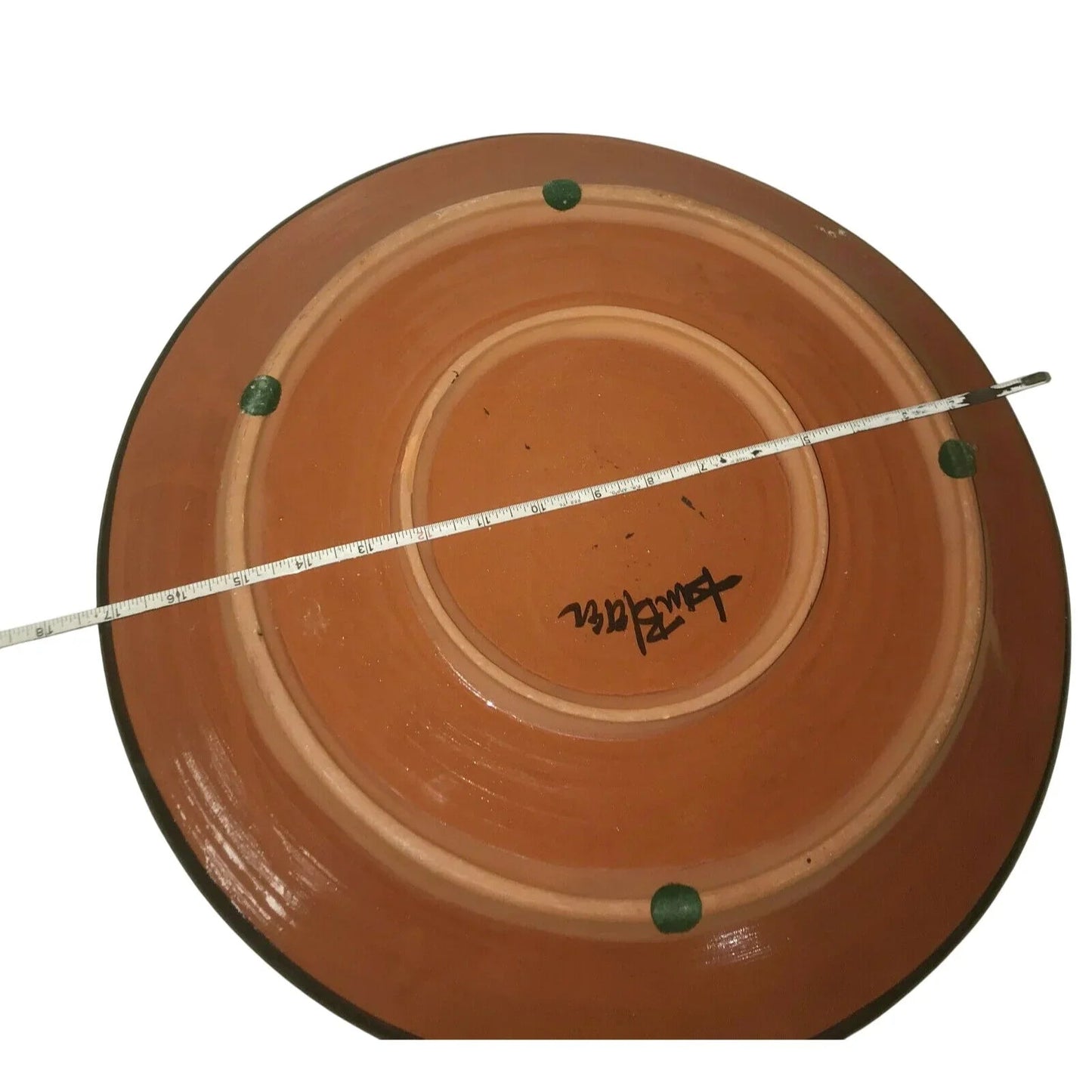 Redware Studio Signed Clay ART PLATTER Abstract Design Geometric 17" Glazed - Unbranded - art pottery - A+ Stuff