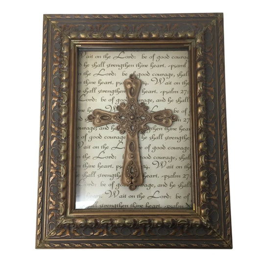 Religious Decorative Framed Wall Decor with Cross and Bible Scriptures - A+ Stuff - Religious Items - A+ Stuff