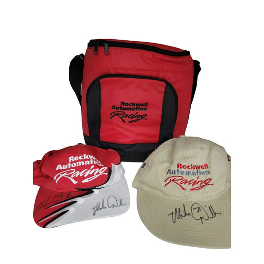 Rockwell Automation Racing Cooler Bag & 2 Autographed Baseball Cap Hats - Rockwell Automation Racing - Sports Collectibles - A+ Stuff
