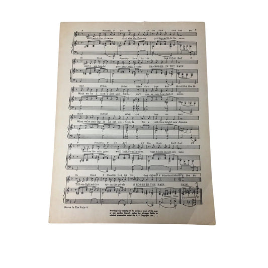 ''Roses in the Rain'' Vintage Sheet music - A+ Stuff - SHEET MUSIC - A+ Stuff