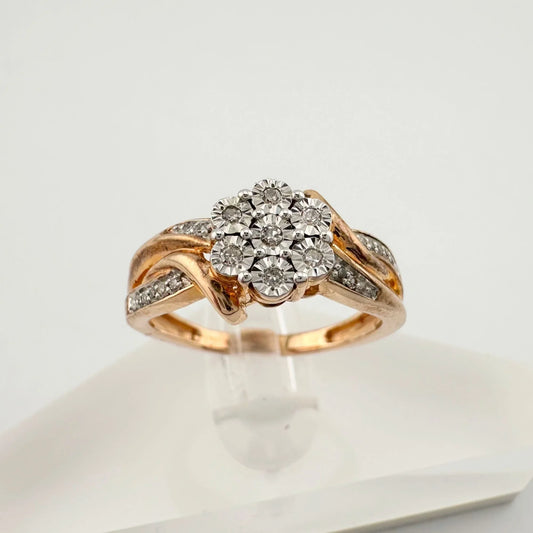 Two Tone Natural Diamond Sweetheart Ring Size 6.75 - A+ Stuff