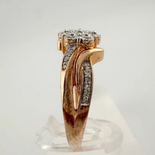 Two Tone Natural Diamond Sweetheart Ring Size 6.75 - A+ Stuff