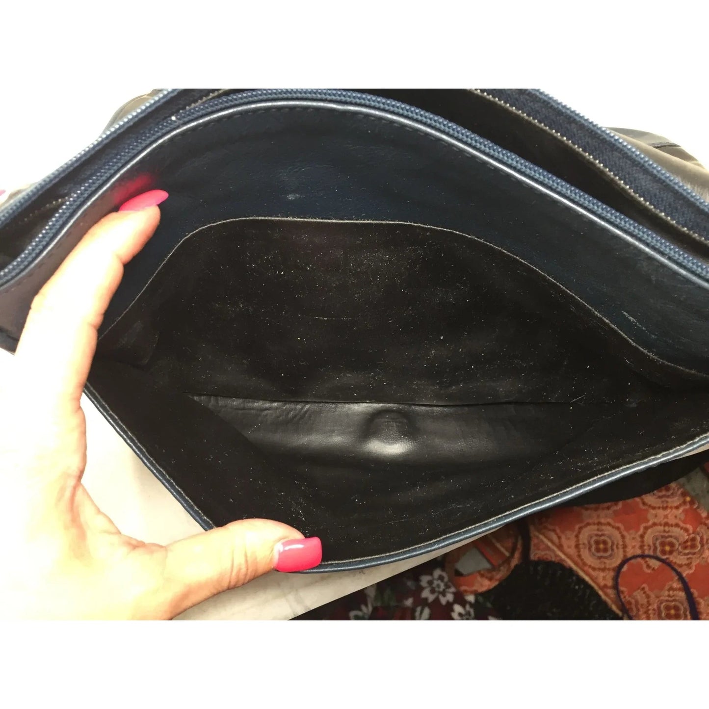 SABRINA Women's Navy Blue Leather Purse with Long adjustable strap - SABRINA HANDBAGS - Bag - A+ Stuff