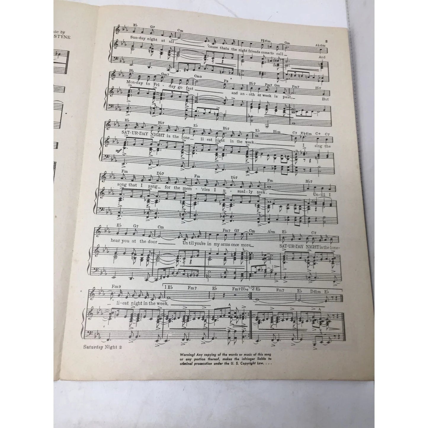 ''Saturday Night'' by Sammy Cahn and Jule Styne - A+ Stuff - Sheet Music - A+ Stuff