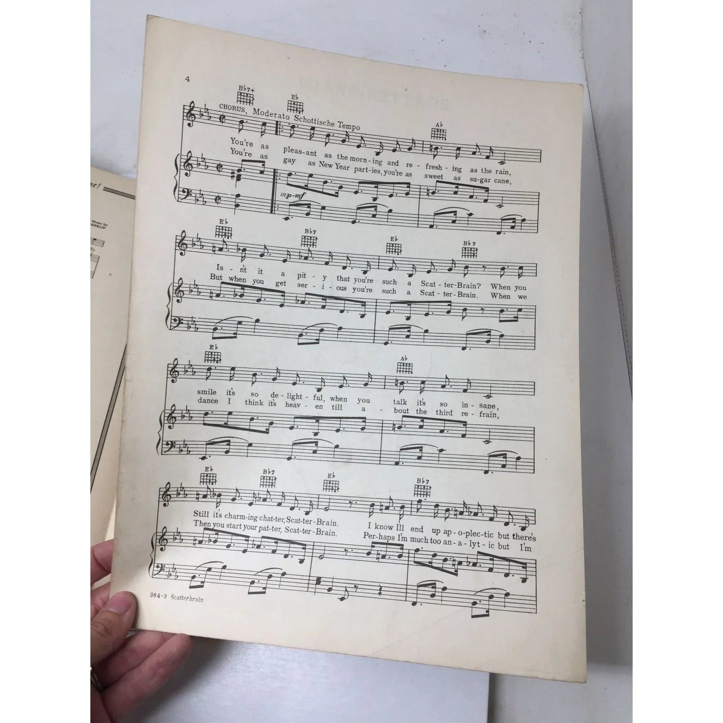 ''SCATTER - BRAIN'' BY JOHNNY BURKE, KEENE - BEAN AND FRANKIE MASTERS - A+ Stuff - SHEET MUSIC - A+ Stuff