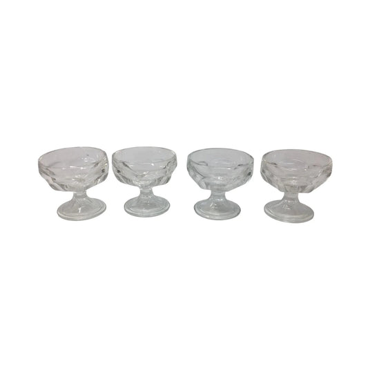 Set of 4 Vintage Clear Glass Footed Ice cream/Sundae Cups - A+ Stuff