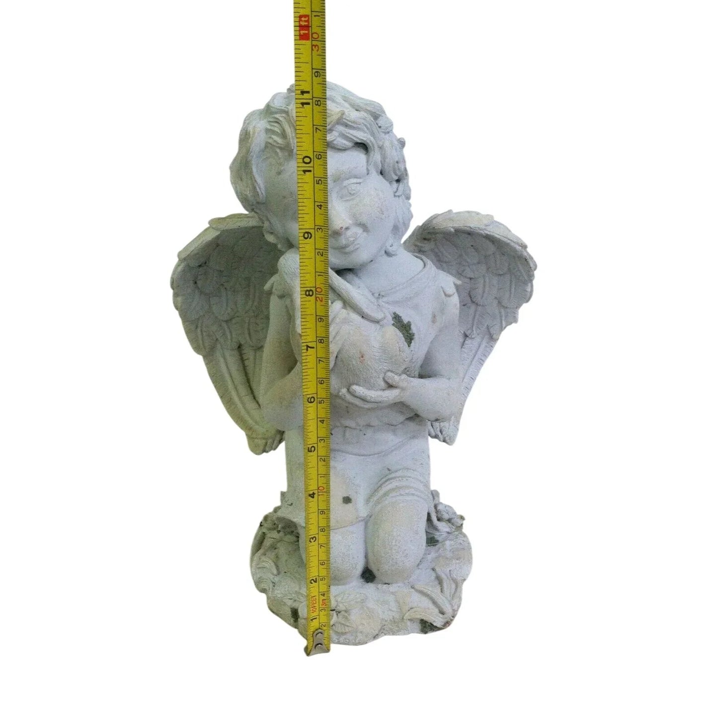 Smiling CHILD ANGEL Embracing Bunny GARDEN STATUE Lovely Details - Unbranded - garden statue - A+ Stuff