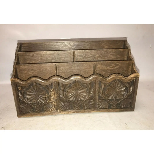 Vintage Faux WOOD GRAIN Lerner DESK ORGANIZER Letter Mail Holder Lerner