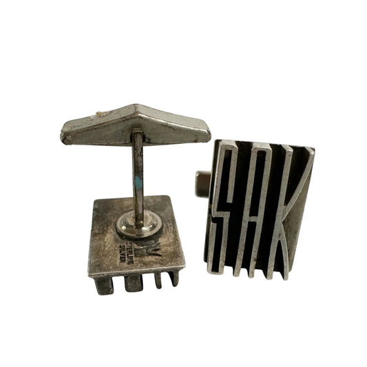 Sterling Silver Cufflinks - Modernist (mid - century) Design - Initials SAK - Stamped on back - Unbranded - Cufflinks - A+ Stuff