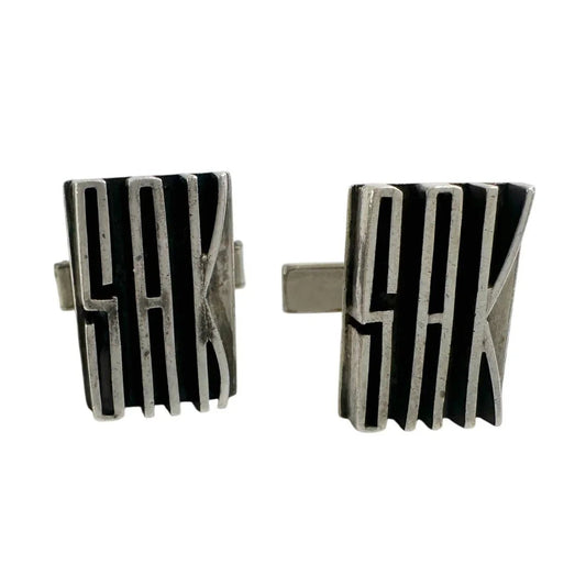 Sterling Silver Cufflinks - Modernist (mid - century) Design - Initials SAK - Stamped on back - Unbranded - Cufflinks - A+ Stuff