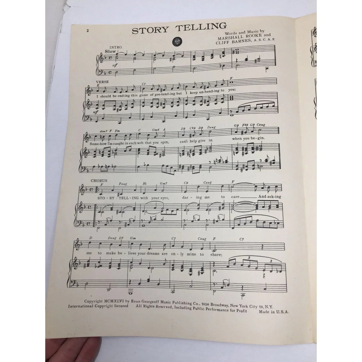 ''STORY TELLING'' BY MARSHALL ROOKE & CLIFF BARNES - A+ Stuff - Sheet Music - A+ Stuff