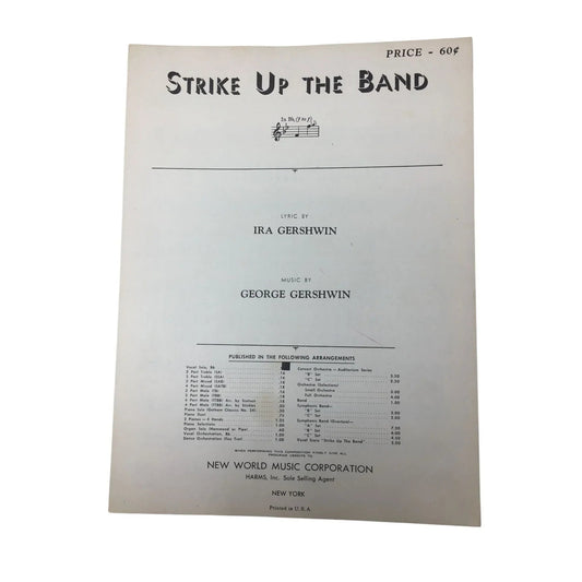 ''STRIKE UP THE BAND'' by Ira & George Gershwin Vintage Sheet Music - A+ Stuff - sheet music - A+ Stuff