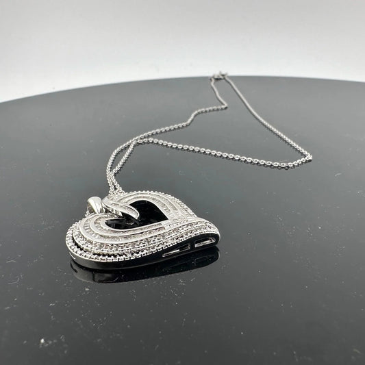 Stunning 1 Carat Baguette Diamond Heart Pendant - Necklace with Pendant - A+ Stuff