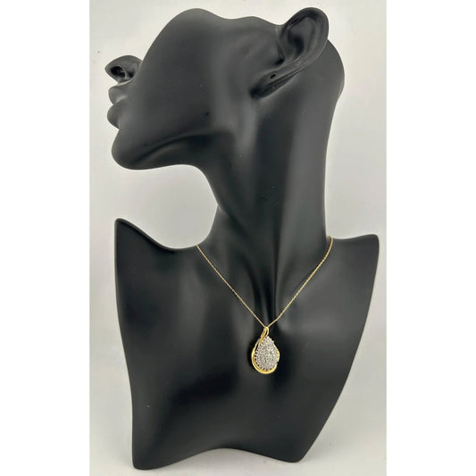 Stunning Pear cut 1.00 Carat Natural Diamond Necklace in 14kt Gold Overlaying Sterling Silver - A+ Stuff