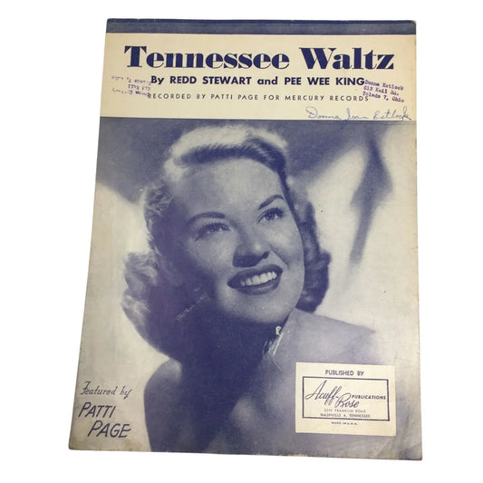 TENNESSEE WALTZ BY REDD STEWART AND PEE WEE KING - A+ Stuff - SHEET MUSIC - A+ Stuff