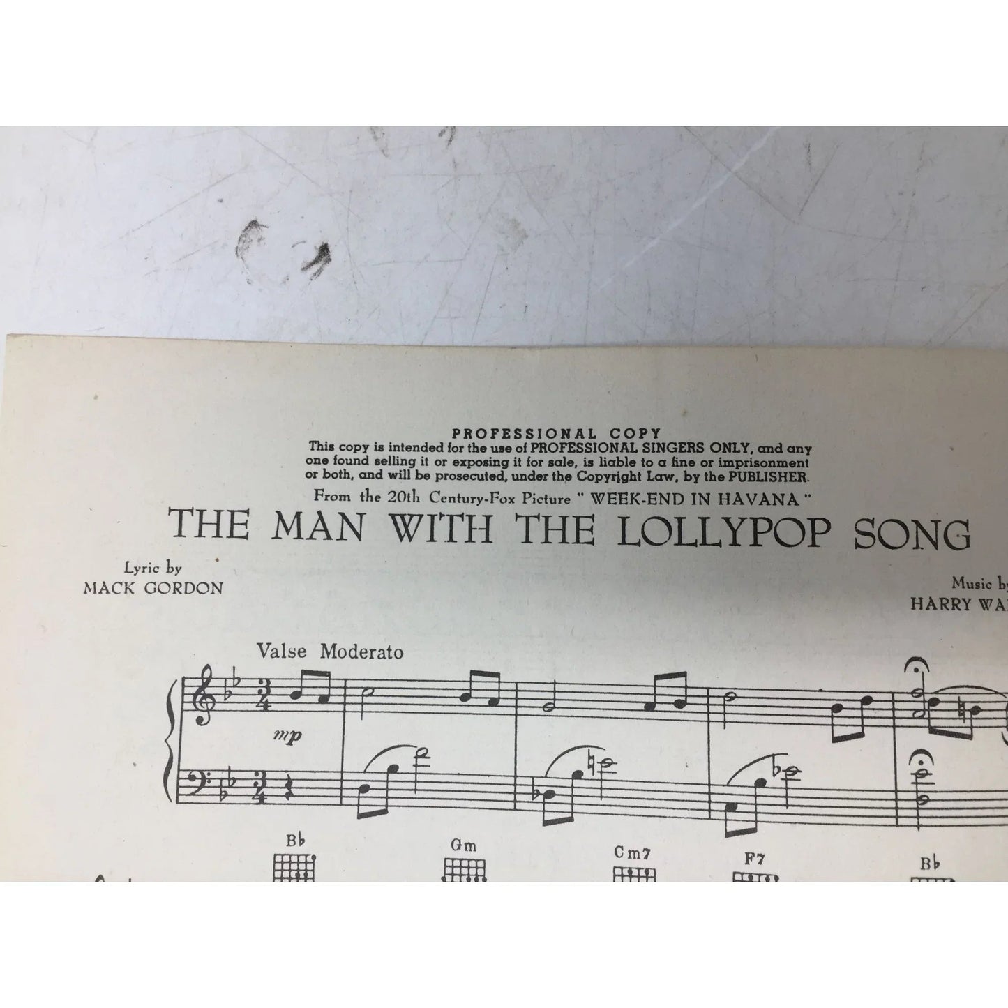 ''The Man with the Lollypop Song'' Vintage 1941 Sheet Music - Bregman Vocco and Conn inc - sheet music - A+ Stuff