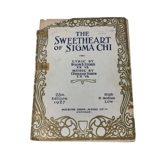 ''THE SWEETHEART OF SIGMA CHI'' VINTAGE SHEET MUSIC - A+ Stuff - SHEET MUSIC - A+ Stuff