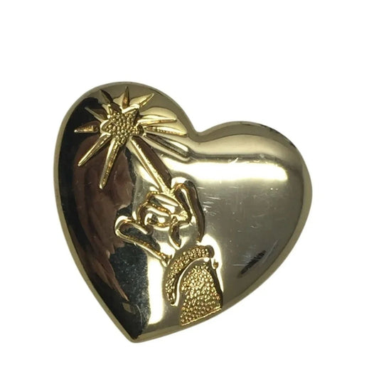 The Variety Club Arm & Wand Vintage Goldtone Heart Shaped Disney Pin - disney - pin - A+ Stuff