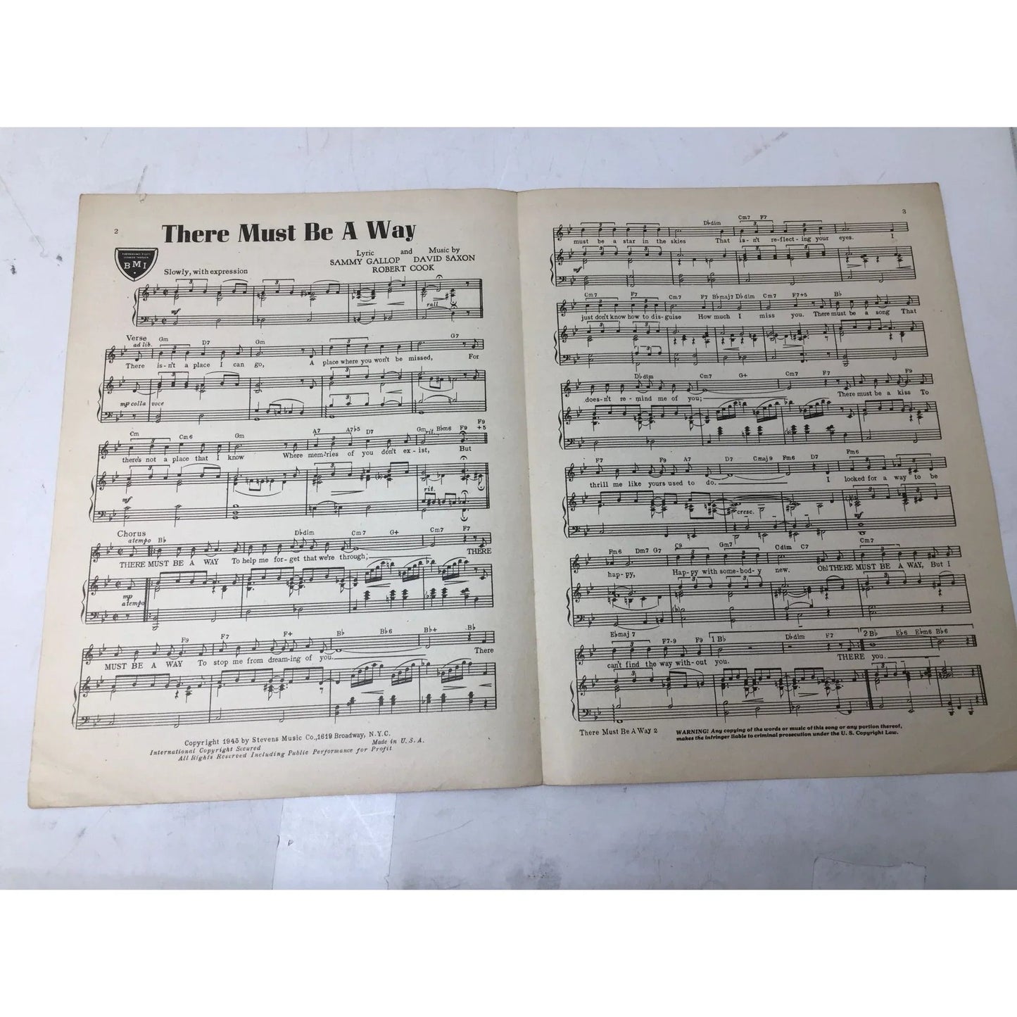 ''THERE MUST BE A WAY'' Vintage 1945 Sheet music - A+ Stuff - sheet music - A+ Stuff