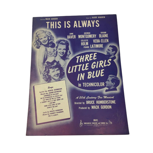 THIS IS ALWAYS Sheet Music by Mack Gordon and Harry Warren - A+ Stuff - SHEET MUSIC - A+ Stuff