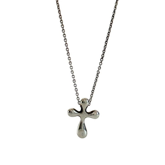 Tiffany and Co Elsa Peretti Cross Pendant Necklace in Sterling Silver (16") - Tiffany and Co - Designer Necklace - A+ Stuff