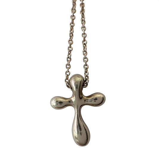 Tiffany and Co Elsa Peretti Cross Pendant Necklace in Sterling Silver (16") - Tiffany and Co - Necklace with Pendant - A+ Stuff