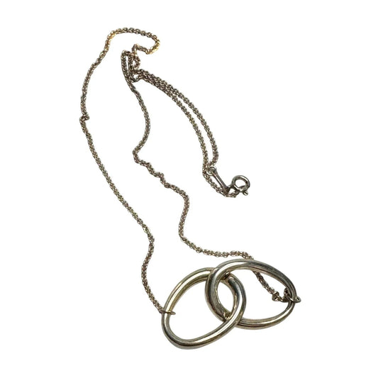 Tiffany and Co Elsa Peretti Large Double Loop Pendant Necklace 14" - Sterling Silver - Tiffany & Co. - Necklace with Pendant - A+ Stuff