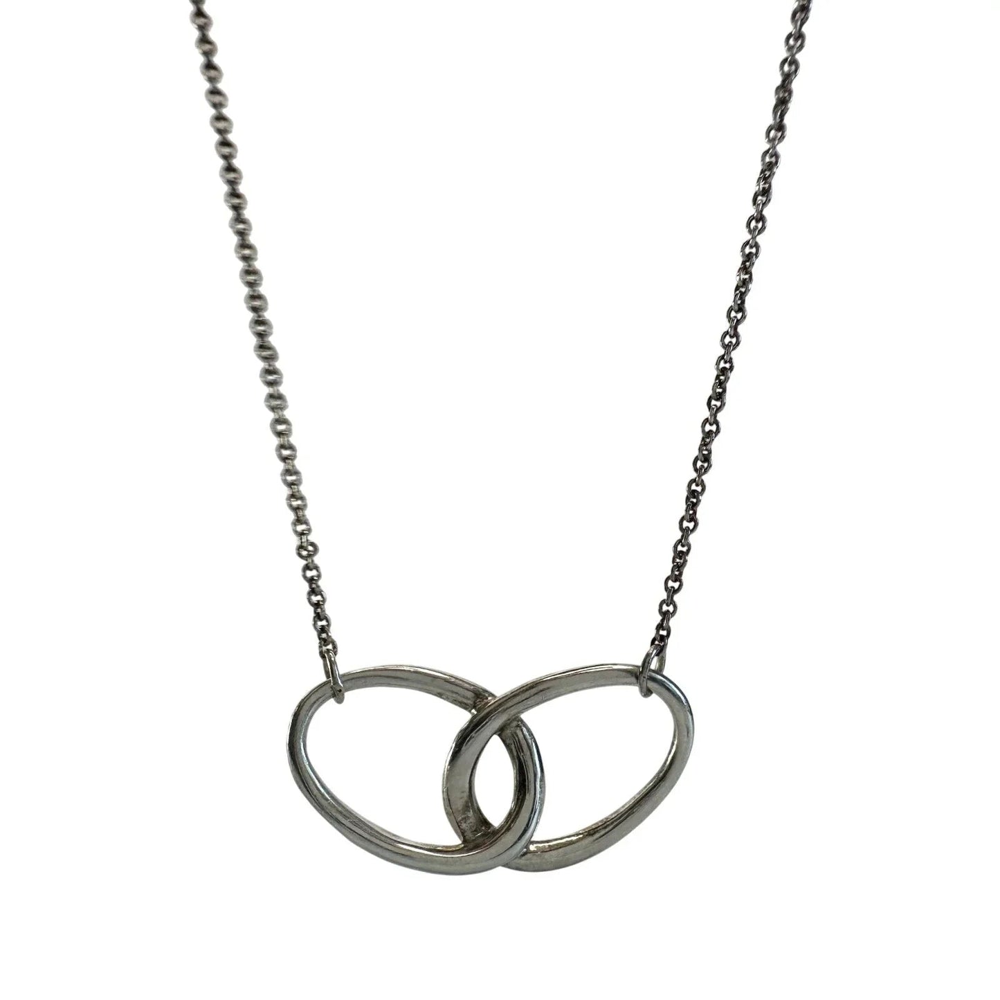 Tiffany and Co Elsa Peretti Large Double Loop Pendant Necklace 15" - Sterling Silver - Tiffany & Co. - Necklace with Pendant - A+ Stuff