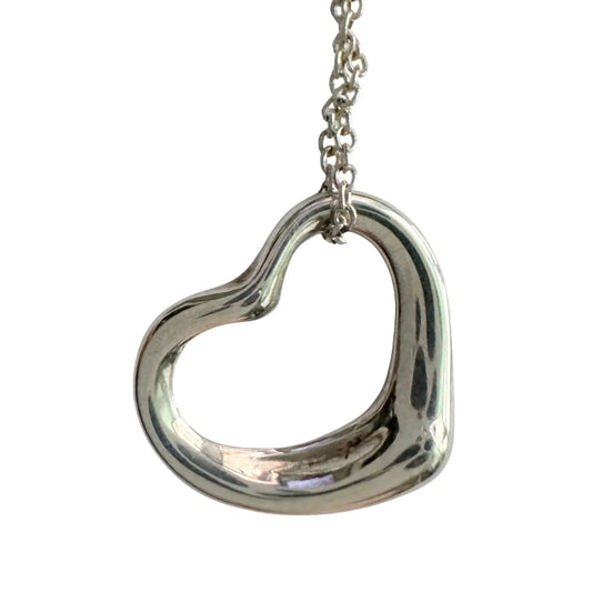 Tiffany & Co Elsa Peretti Open Heart Necklace in Sterling Silver with Dust Bag & Box - Tiffany & Co - A+ Stuff