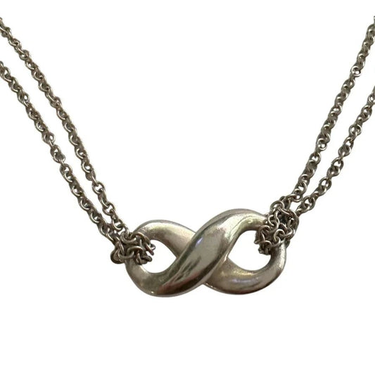 Tiffany & Co Infinity Double Chain Pendant and Necklace in Sterling 14.5" Chain - Tiffany & Co - Pendant with necklace - A+ Stuff