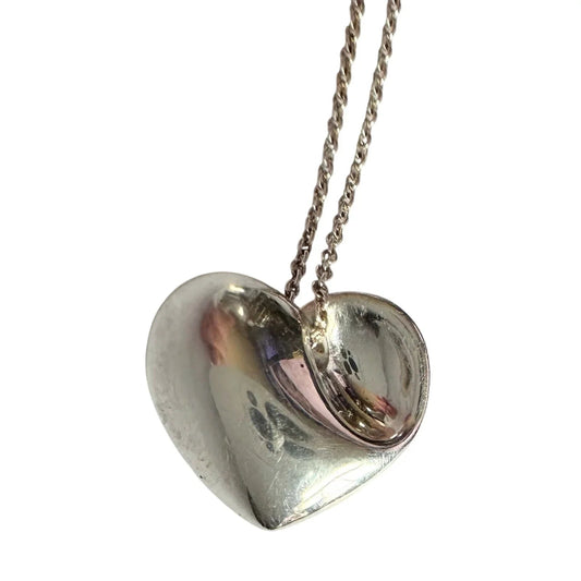 Tiffany & Co Puffy Heart (or folded heart) Necklace - Sterling Silver - 15" - Tiffany & Co. - Necklace with Pendant - A+ Stuff