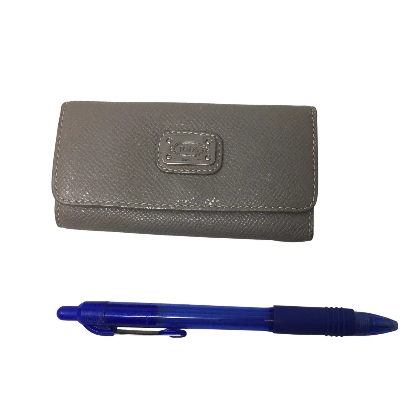 TOD'S 5 Key Keyholder Wallet - Beige/Gray Pebbled Leather - Tod's - Key holder Wallet - A+ Stuff