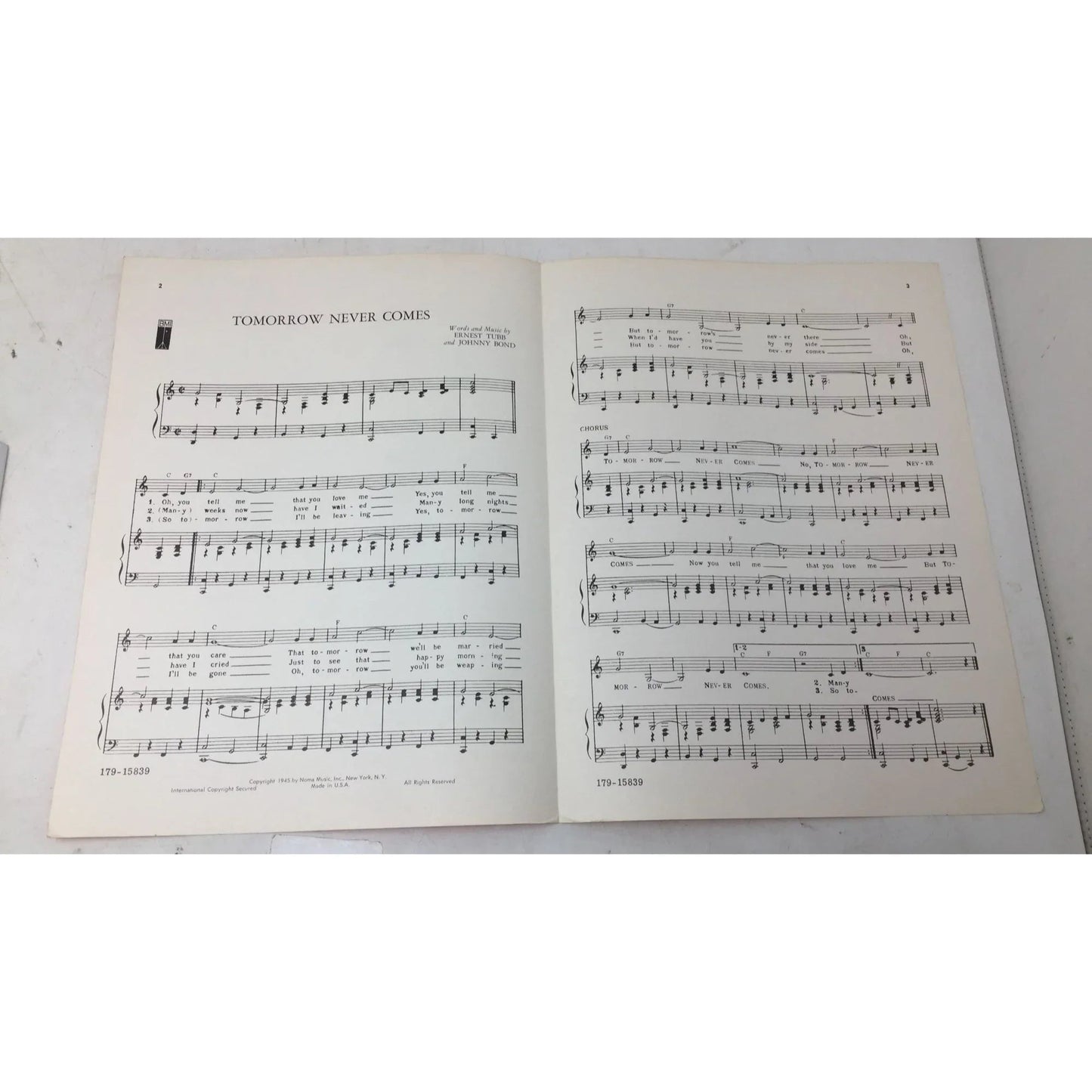 TOMORROW NEVER COMES Vintage 1945 Sheet music - A+ Stuff - sheet music - A+ Stuff