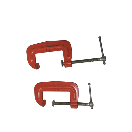 Two Vintage STANLEY Orange C Clamps - Marked H156 (3 in.) - A+ Stuff - CLAMP - A+ Stuff