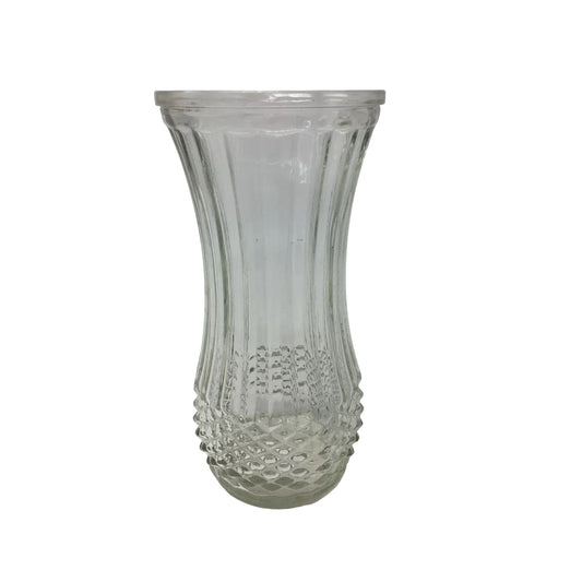 Vintage Hoosier Clear Glass Ribbed Flower Vase- about 8.5'' Tall - A+ Stuff