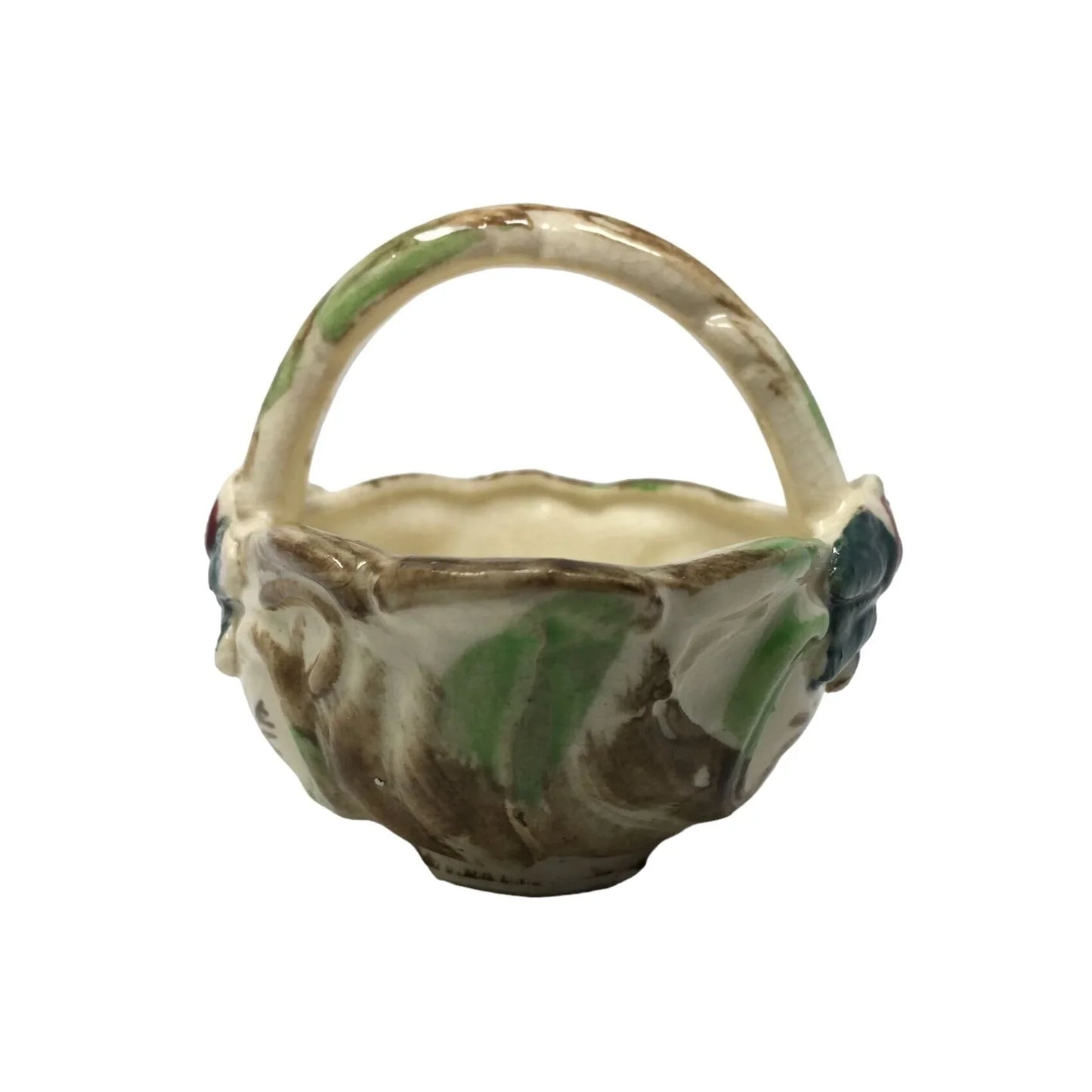 Vintage Miniature Hand Painted Floral Art Bowl with Handle - A+ Stuff