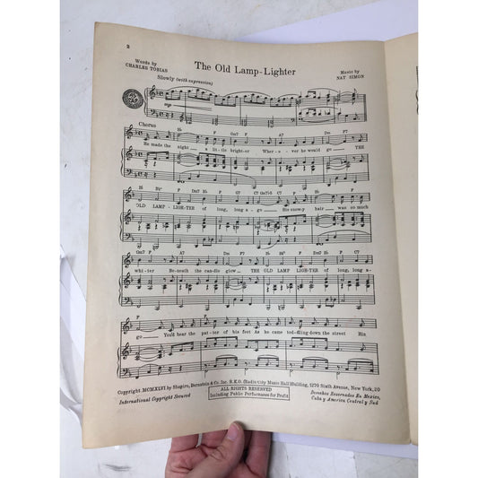 vintage sheet music collectible for the song "The Old Lamp-Lighter," A+ Stuff A+ Stuff SHEET MUSIC