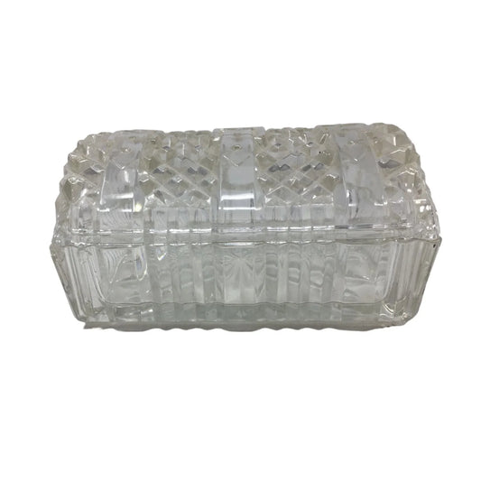 Vintage Rectangular Treasure Chest Clear Glass Trinket Box/Jewelry Box - A+ Stuff