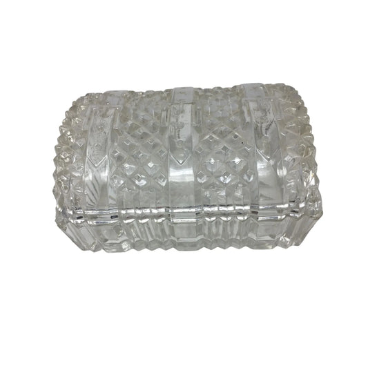 Vintage Rectangular Treasure Chest Clear Glass Trinket Box/Jewelry Box - A+ Stuff
